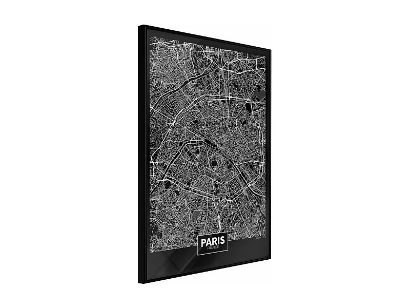 Affiche Murale Encadrée "City Map Paris Dark" 30 x 42 cm Noir