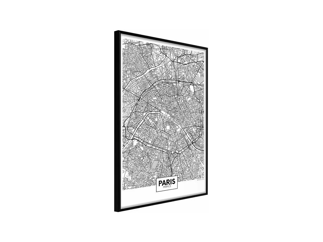 Affiche Murale Encadrée "City Map Paris" 21 x 30 cm Noir