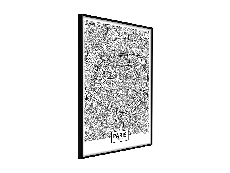 Affiche Murale Encadrée "City Map Paris" 21 x 30 cm Noir