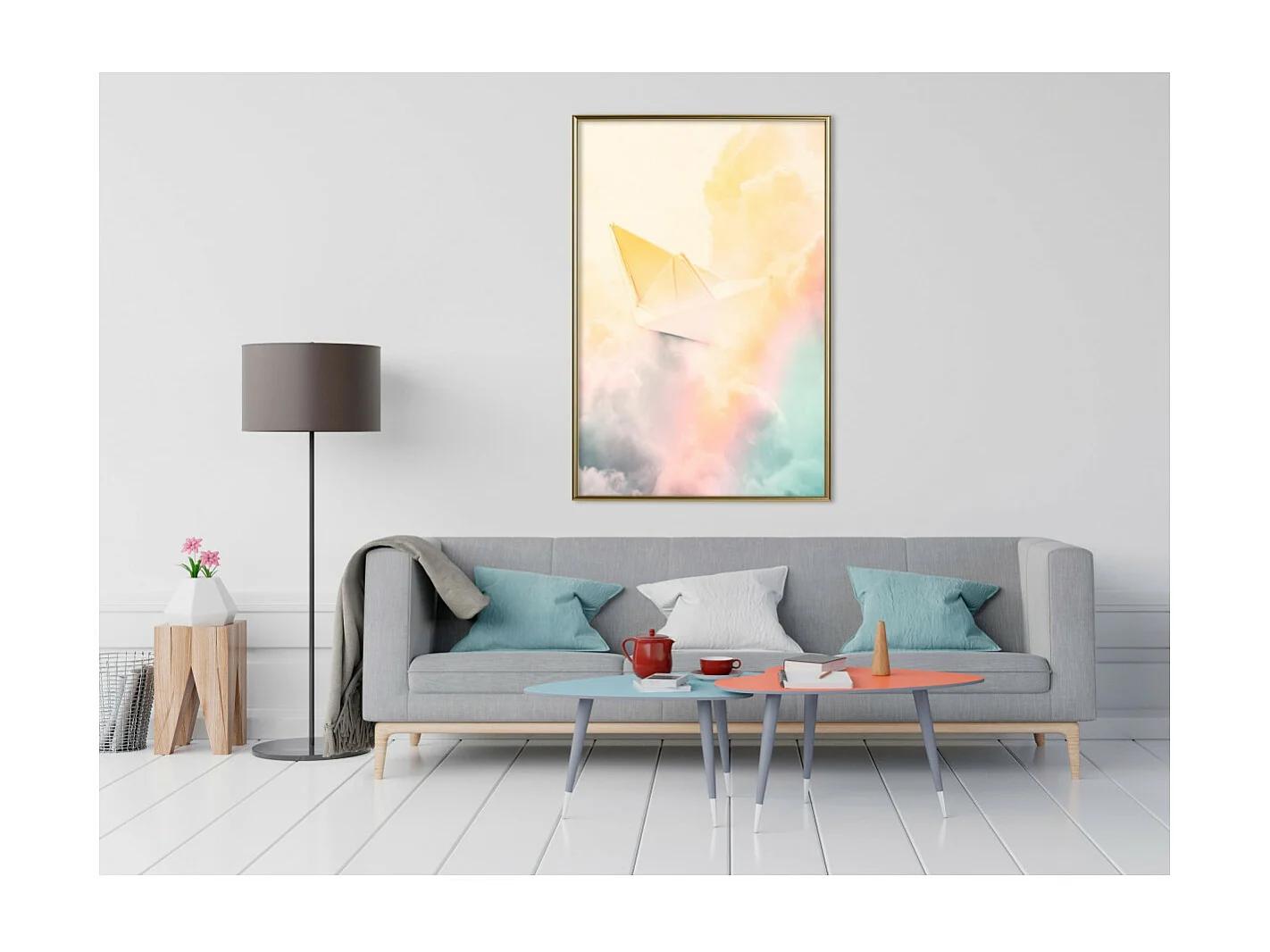 Affiche Murale Encadrée "Paper Boat" 40 x 60 cm Or