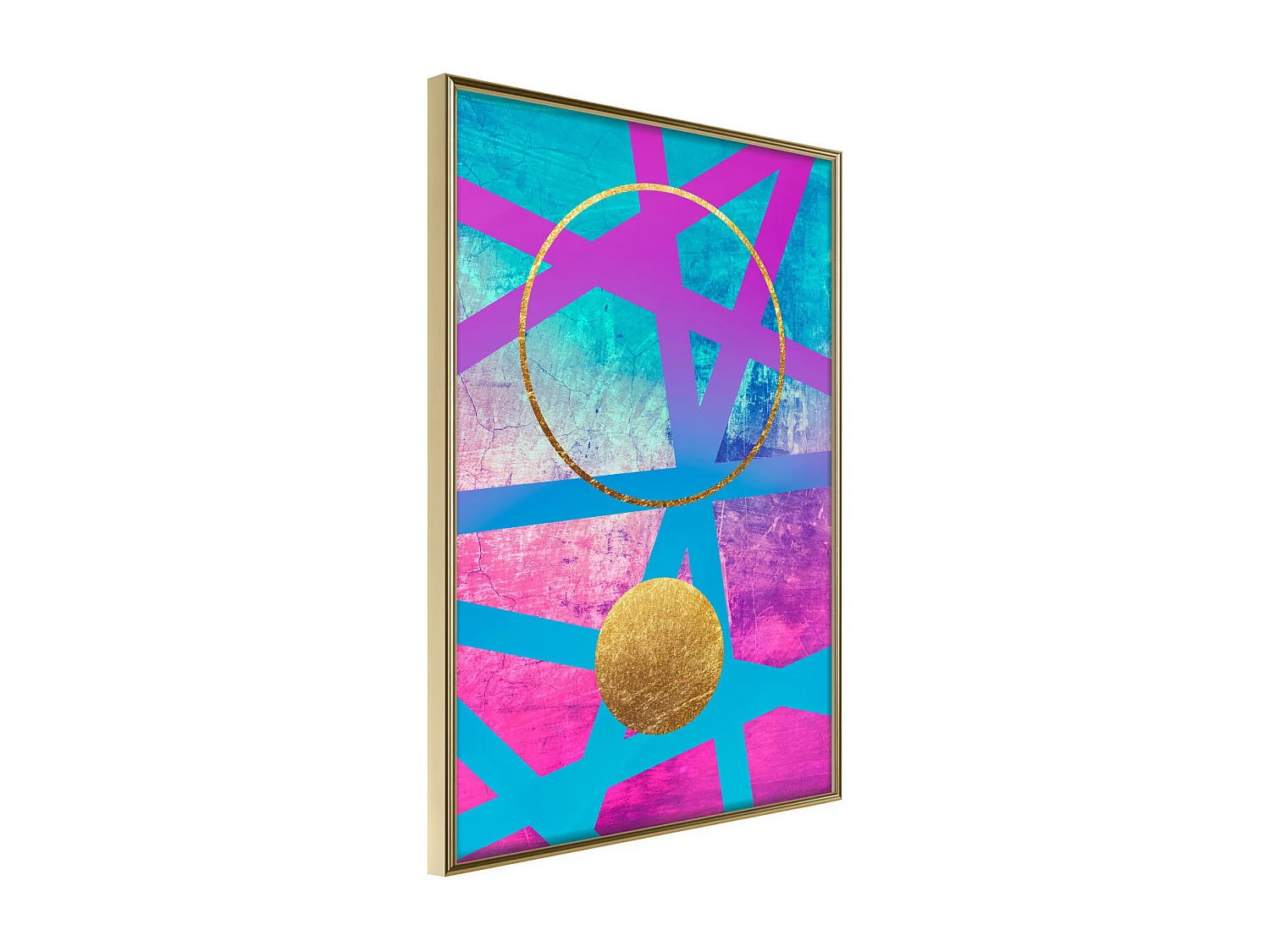 Affiche Murale Encadrée "Points of Intersections" 30 x 42 cm Or