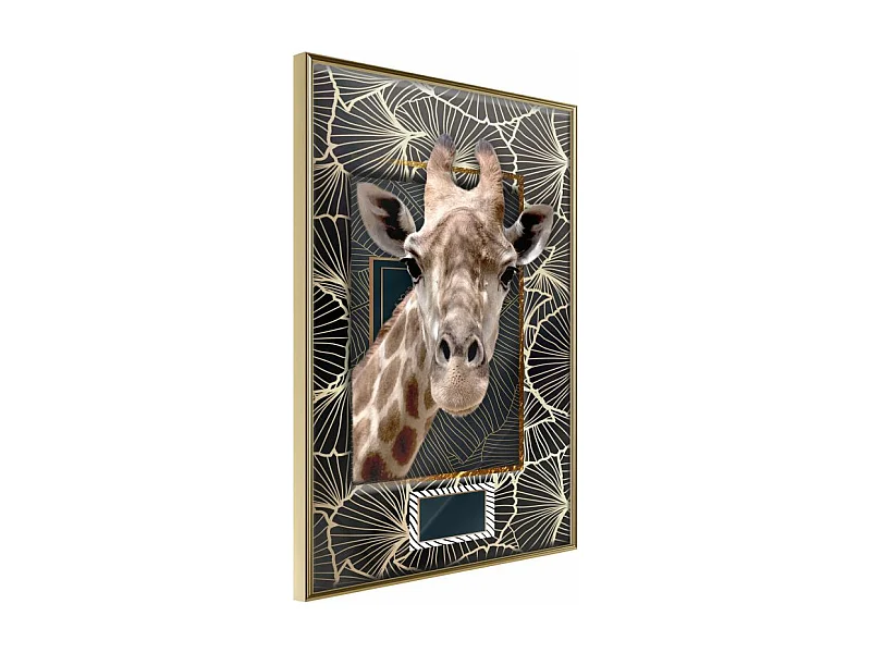 Affiche Murale Encadrée "Giraffe in the Frame" 21 x 30 cm Or