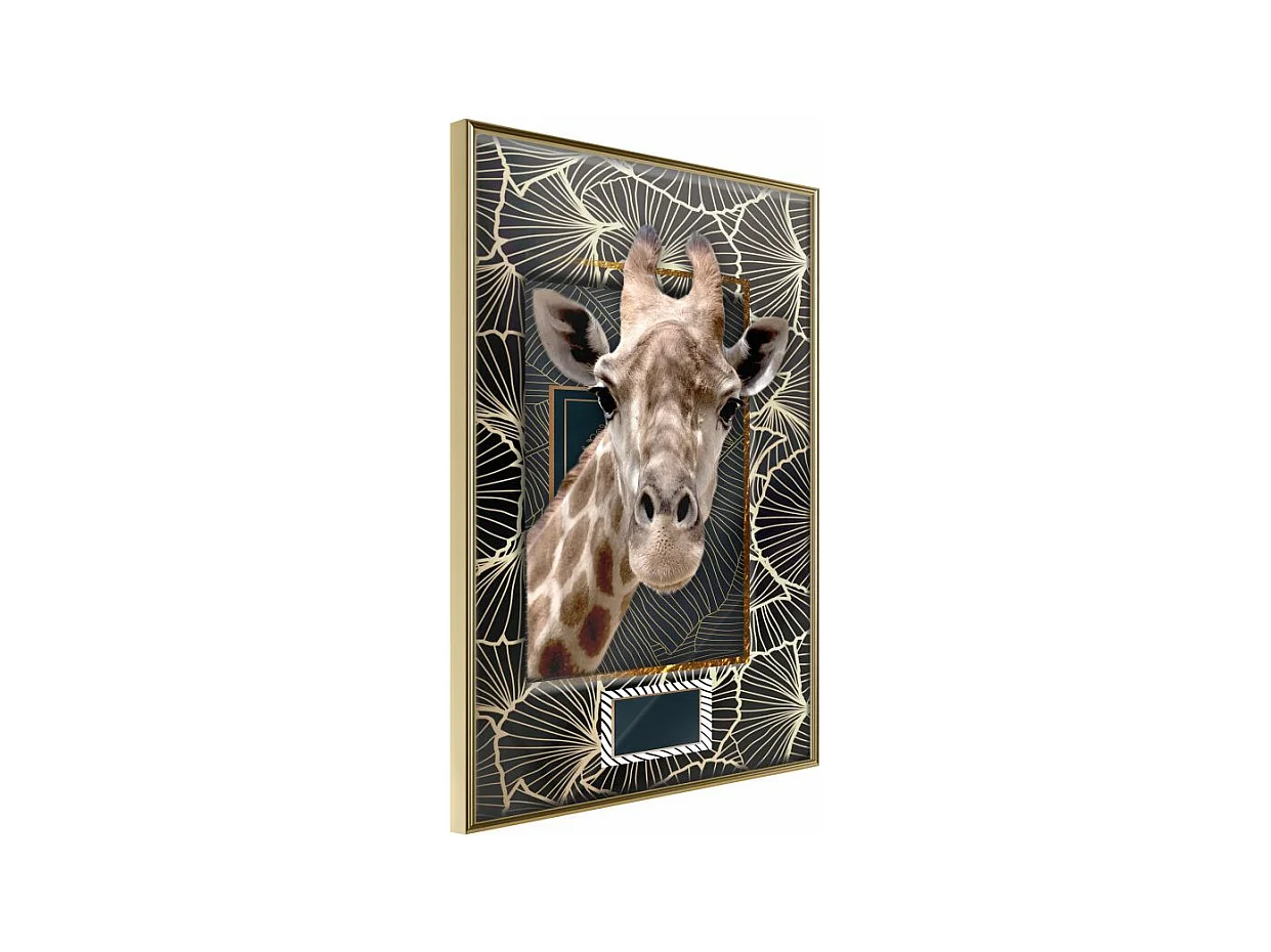 Affiche Murale Encadrée "Giraffe in the Frame" 21 x 30 cm Or