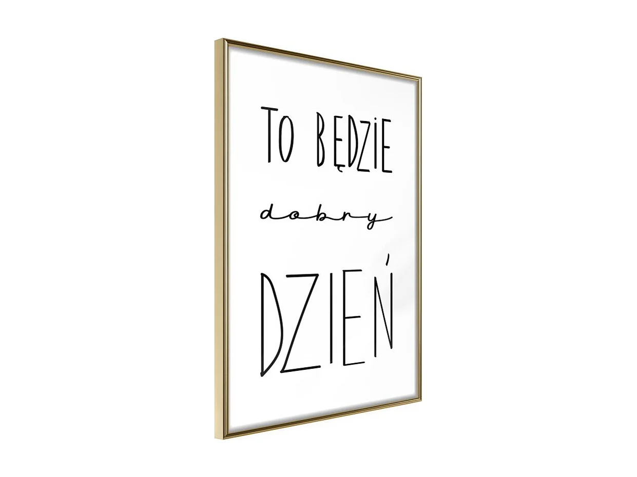 Affiche Murale Encadrée "Good Day" 21 x 30 cm Or