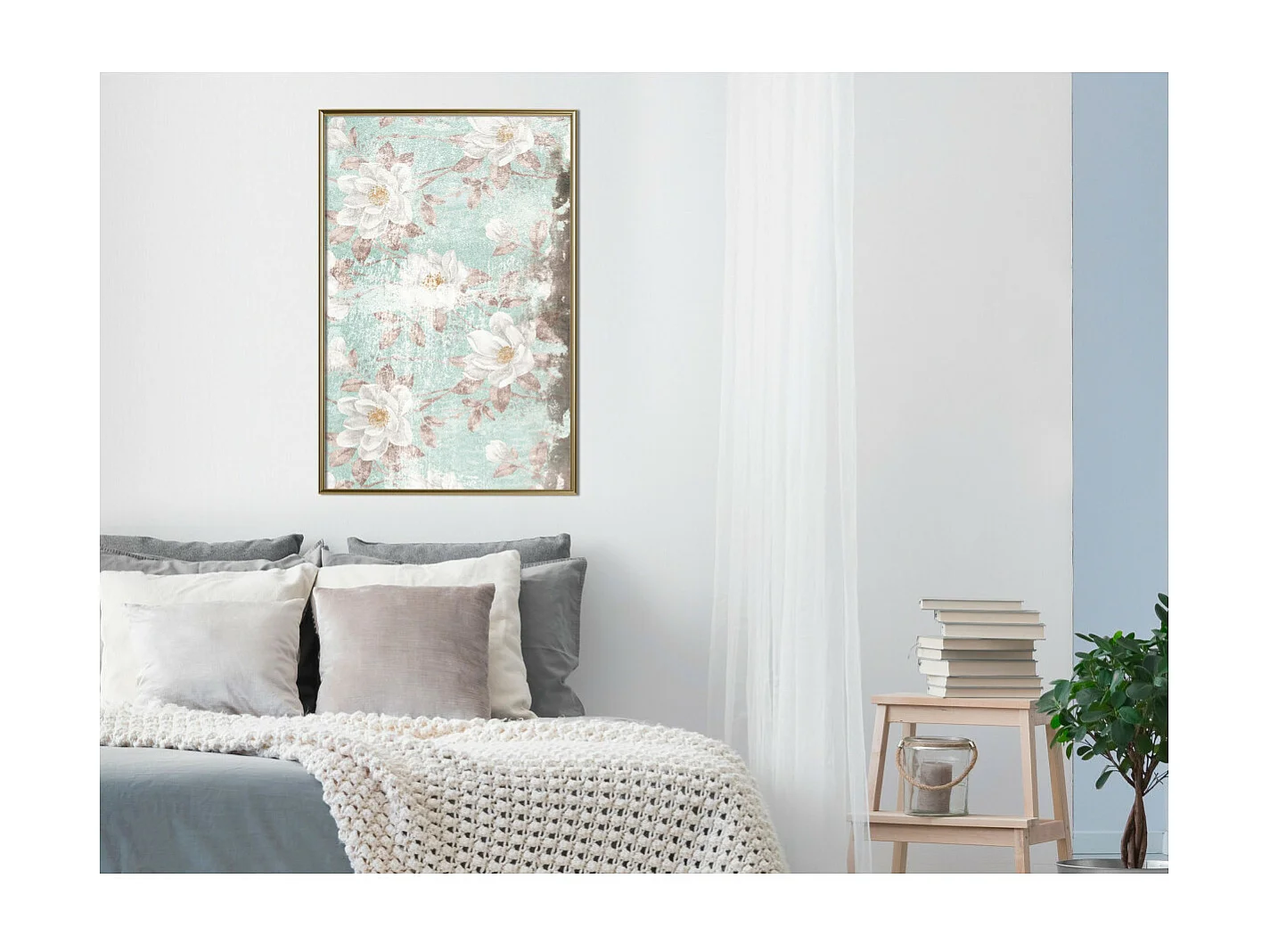 Affiche Murale Encadrée "Floral Muslin" 40 x 60 cm Or