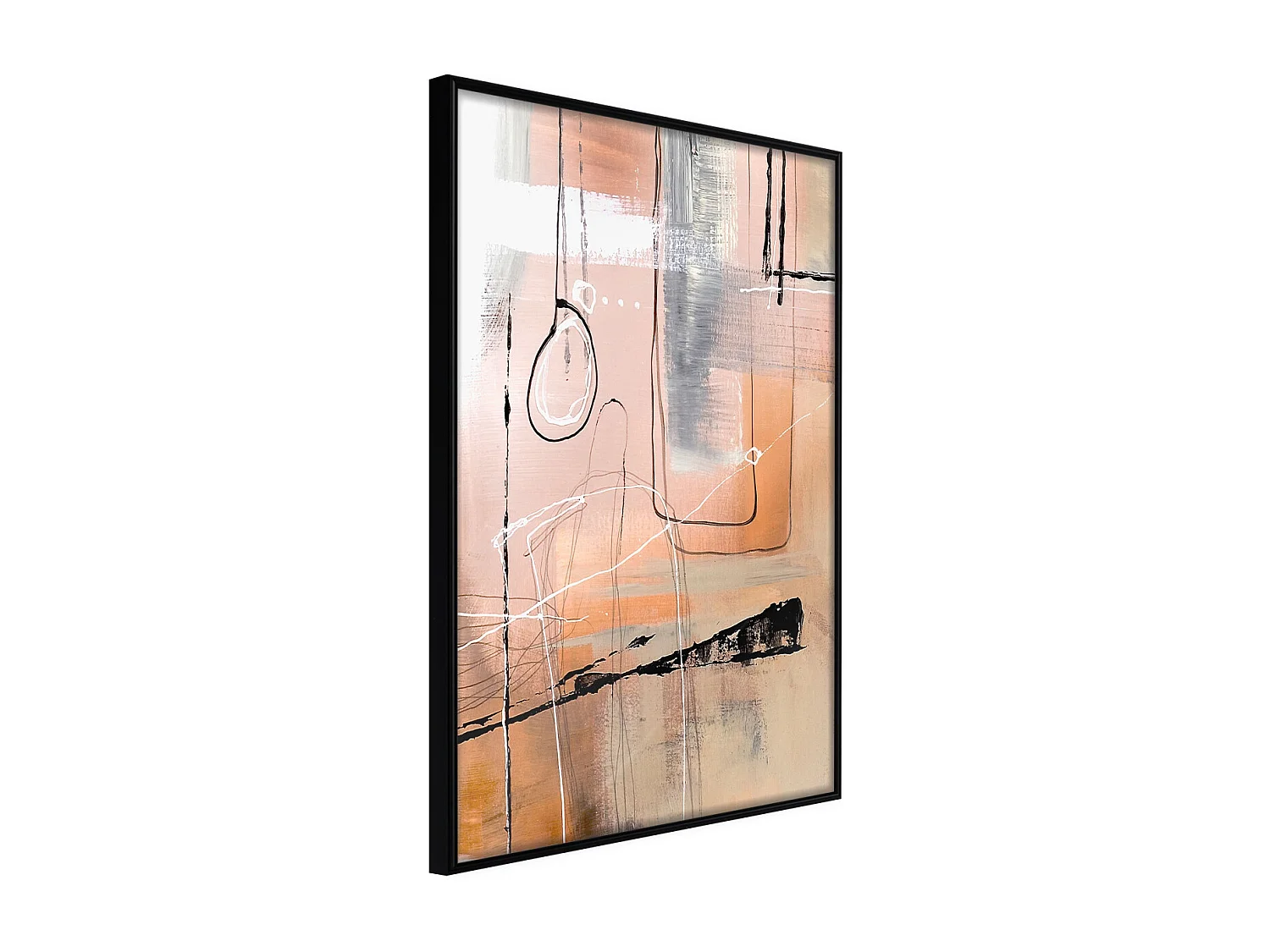 Affiche Murale Encadrée "Pastel Abstraction" 40 x 60 cm Noir