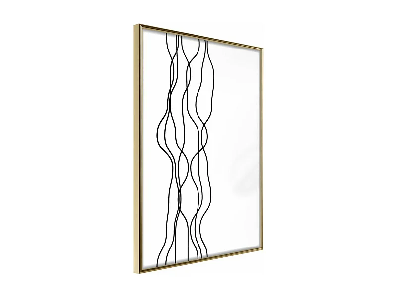 Affiche Murale Encadrée "Wavy Lines" 21 x 30 cm Or
