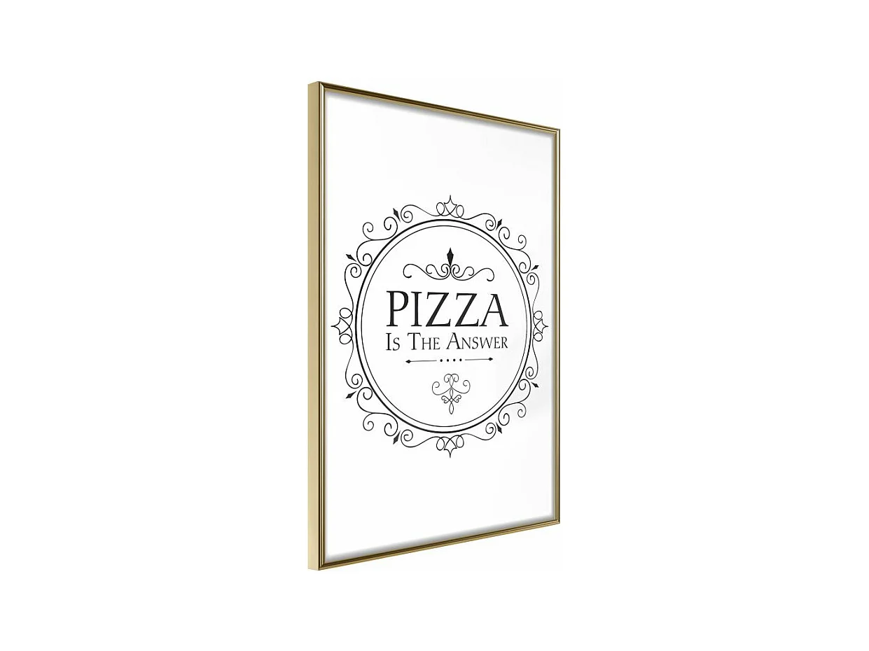 Affiche Murale Encadrée "Pizza" 30 x 42 cm Or