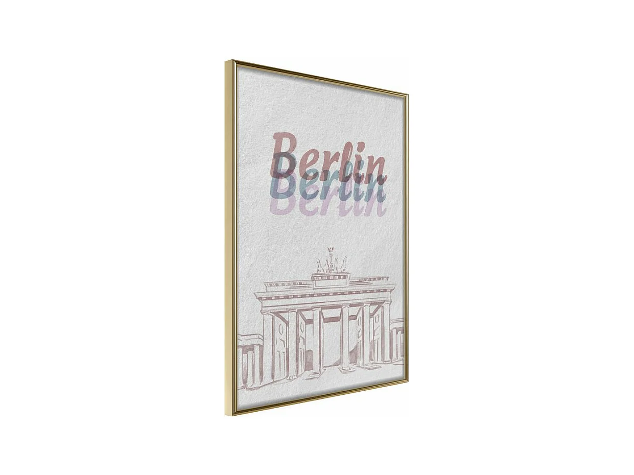 Affiche Murale Encadrée "Pastel Berlin" 30 x 42 cm Or