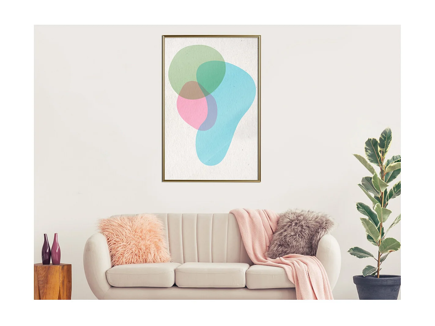 Affiche Murale Encadrée "Pastel Sets III" 40 x 60 cm Or