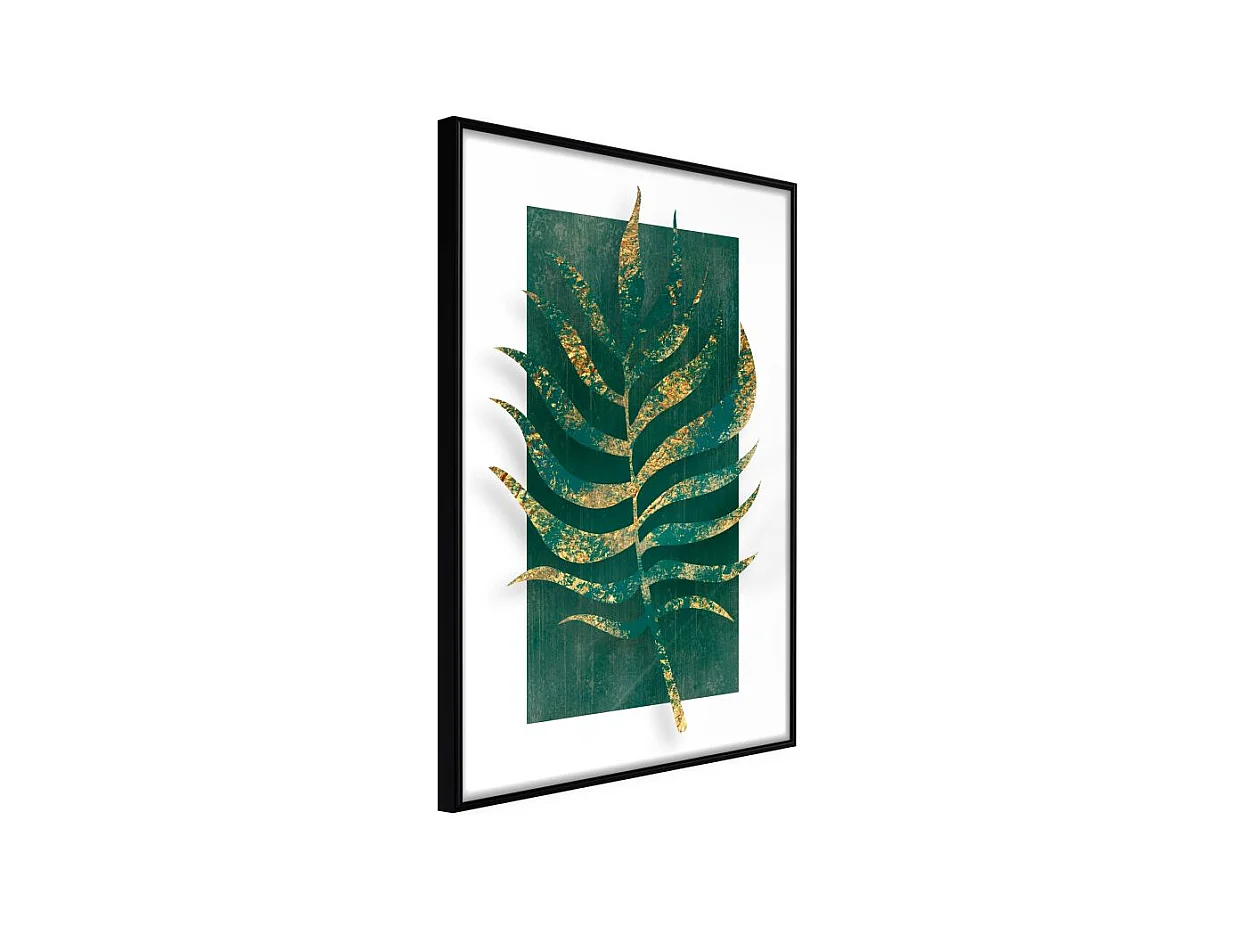 Affiche Murale Encadrée "Gilded Palm Leaf" 21 x 30 cm Noir