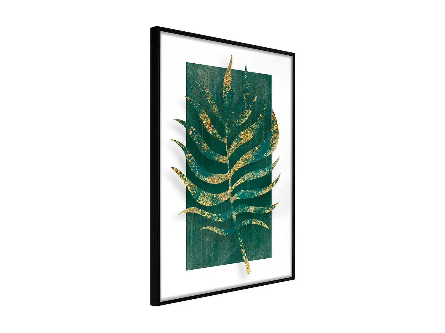 Affiche Murale Encadrée "Gilded Palm Leaf" 21 x 30 cm Noir