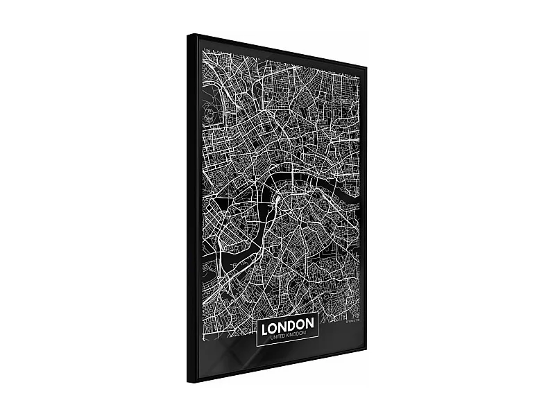 Affiche Murale Encadrée "City Map London Dark" 40 x 60 cm Noir