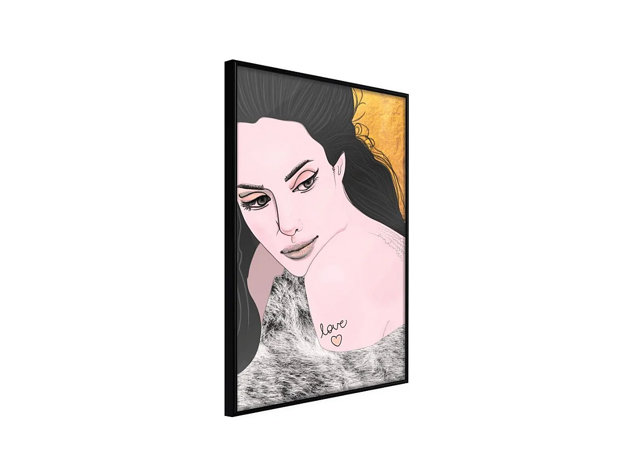 Affiche Murale Encadrée "Love Tattoo" 21 x 30 cm Noir