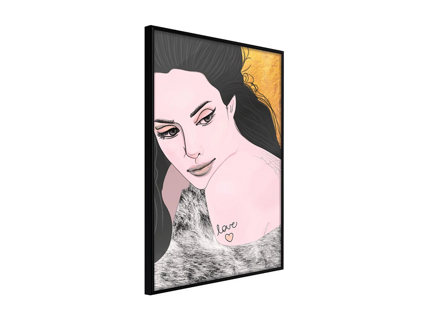 Affiche Murale Encadrée "Love Tattoo" 21 x 30 cm Noir