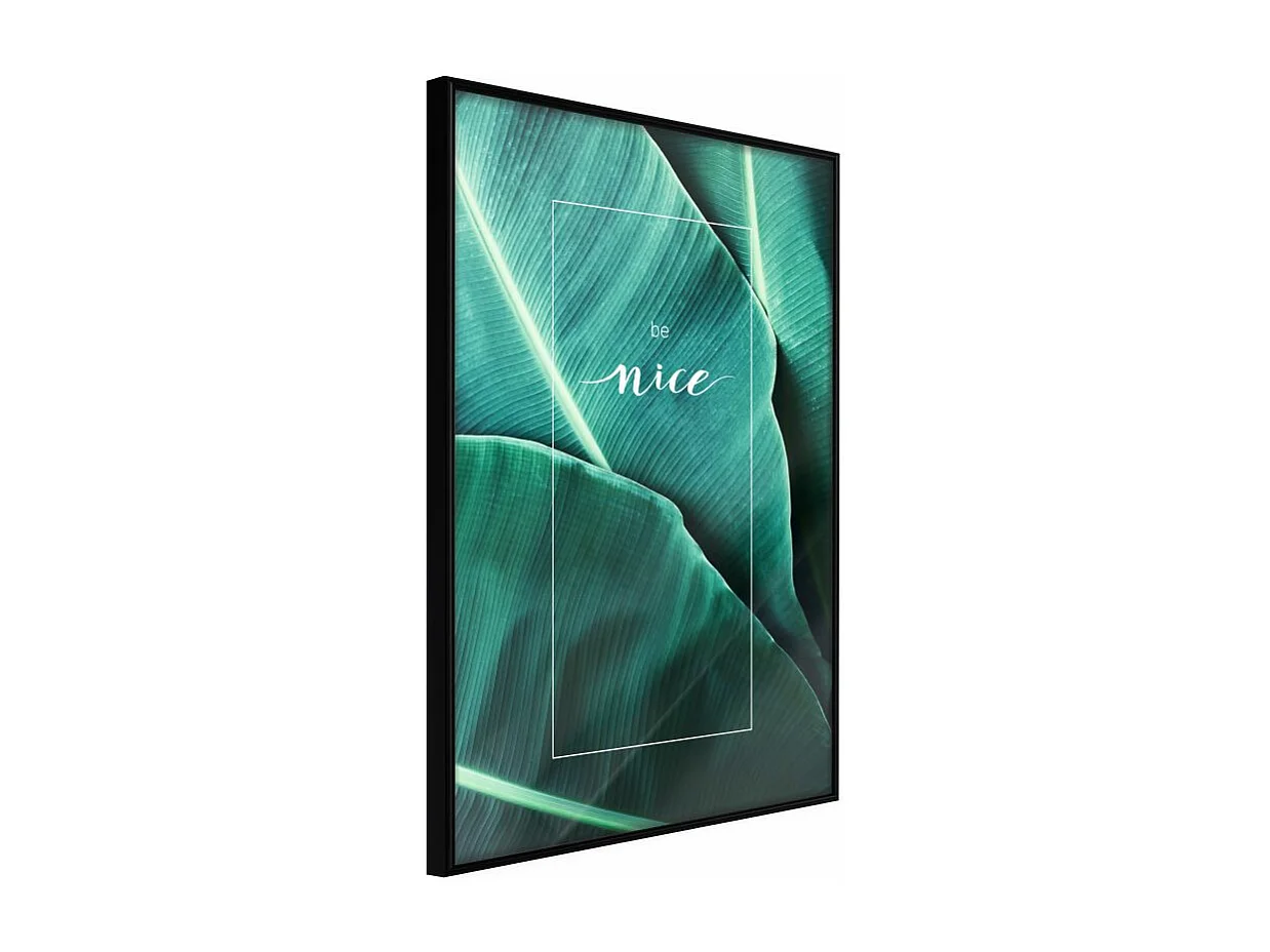 Affiche Murale Encadrée "Banana Leaves with a Message Green" 30 x 42 cm Noir