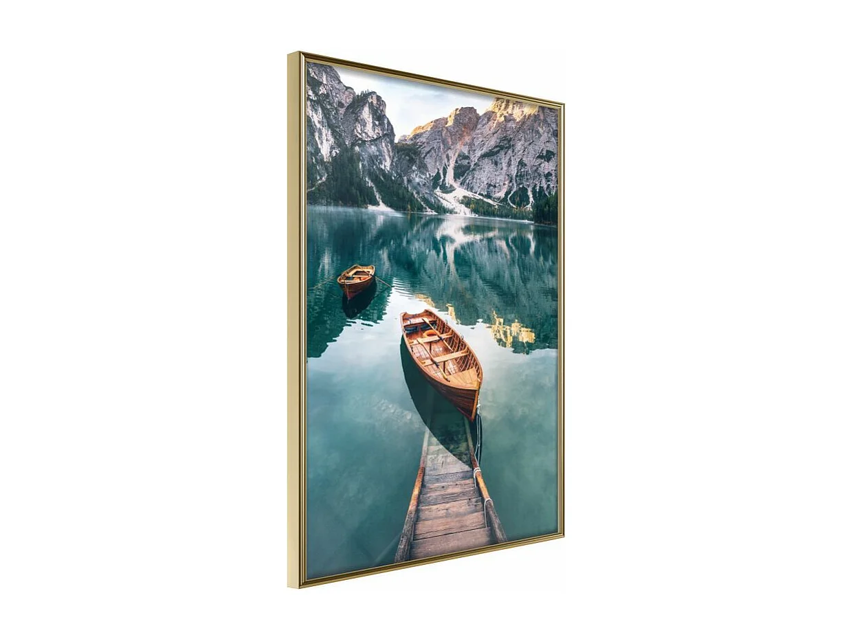 Affiche Murale Encadrée "Lake in a Mountain Valley" 21 x 30 cm Or