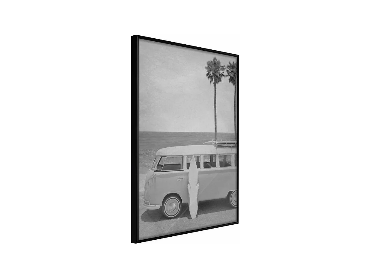 Affiche Murale Encadrée "Hippie Van II" 30 x 42 cm Noir