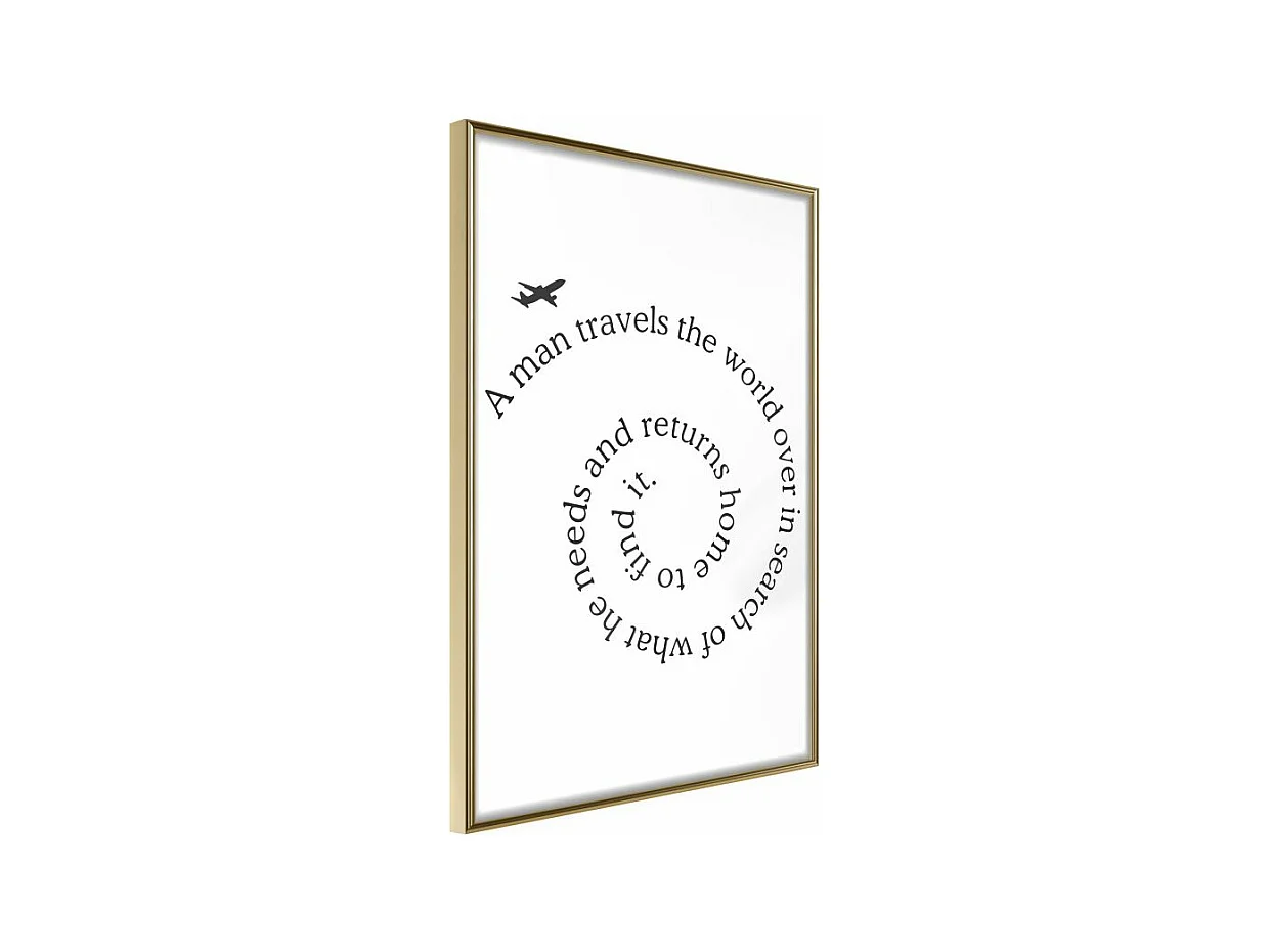 Affiche Murale Encadrée "Travel Broadens the Mind" 40 x 60 cm Or