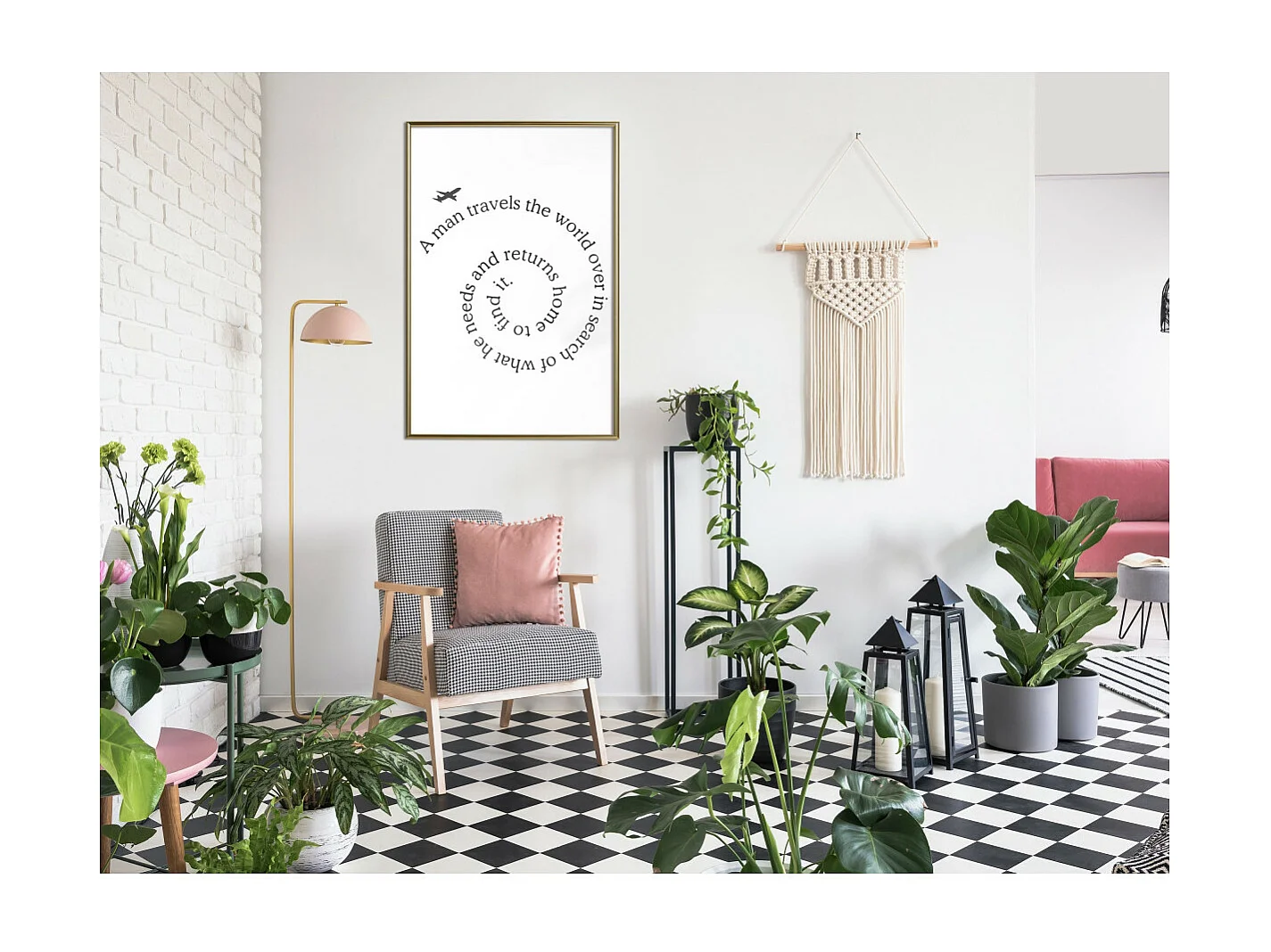 Affiche Murale Encadrée "Travel Broadens the Mind" 40 x 60 cm Or