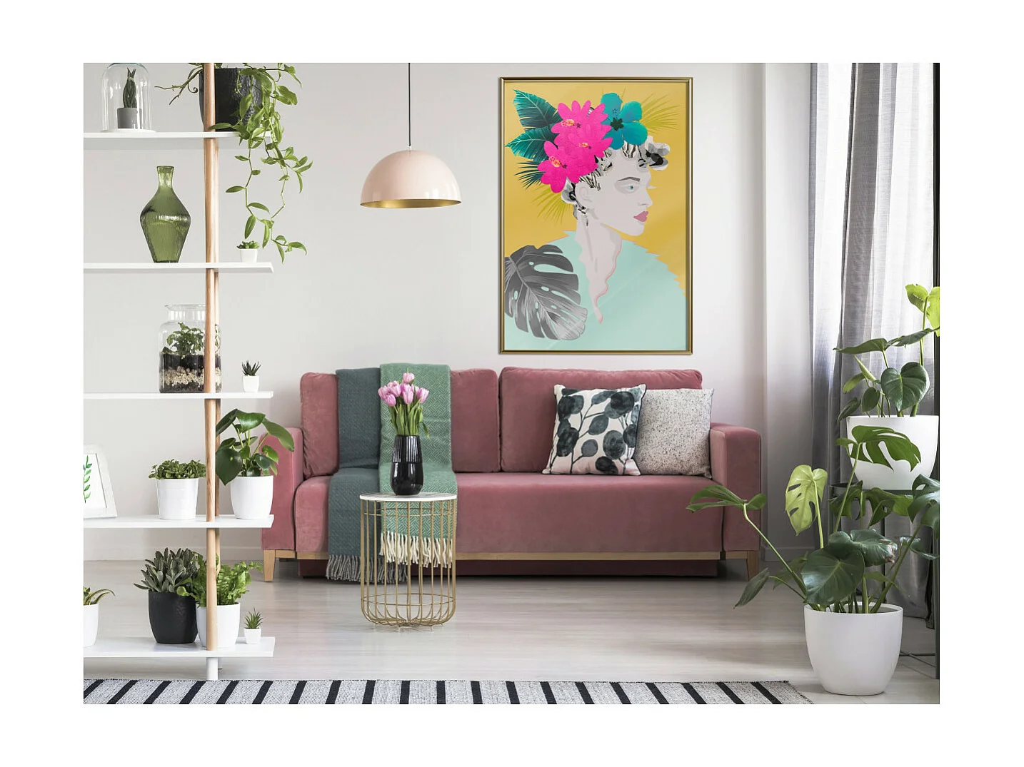 Affiche Murale Encadrée "Crown of Flowers" 40 x 60 cm Or