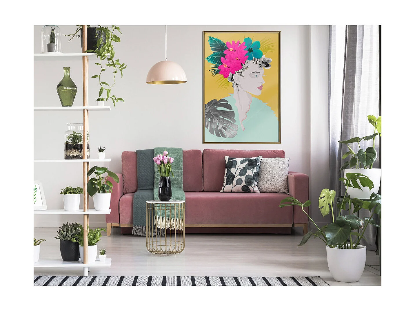 Affiche Murale Encadrée "Crown of Flowers" 40 x 60 cm Or