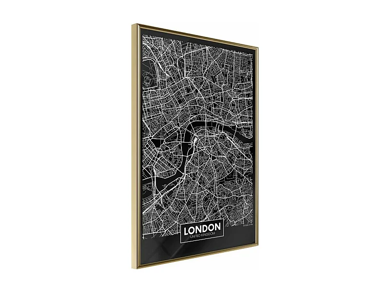 Affiche Murale Encadrée "City Map London Dark" 30 x 42 cm Or