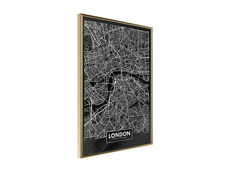 Affiche Murale Encadrée "City Map London Dark" 30 x 42 cm Or