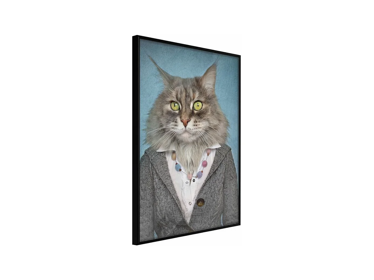 Affiche Murale Encadrée "Animal Alter Ego Cat" 21 x 30 cm Noir