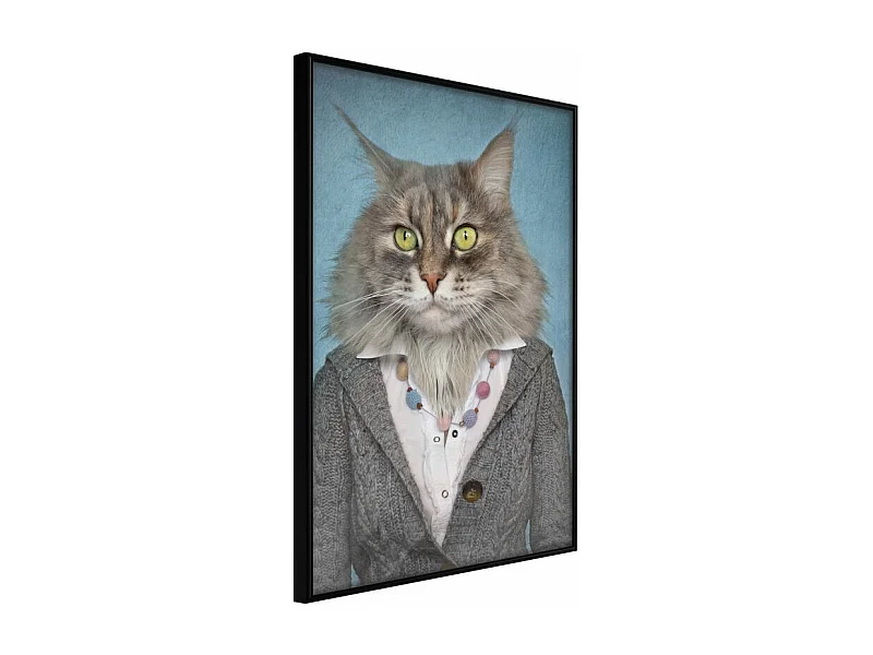 Affiche Murale Encadrée "Animal Alter Ego Cat" 21 x 30 cm Noir