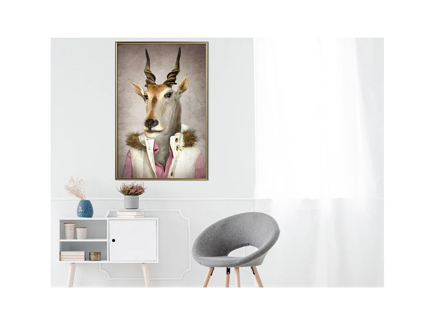 Affiche Murale Encadrée "Animal Alter Ego Antelope" 40 x 60 cm Or