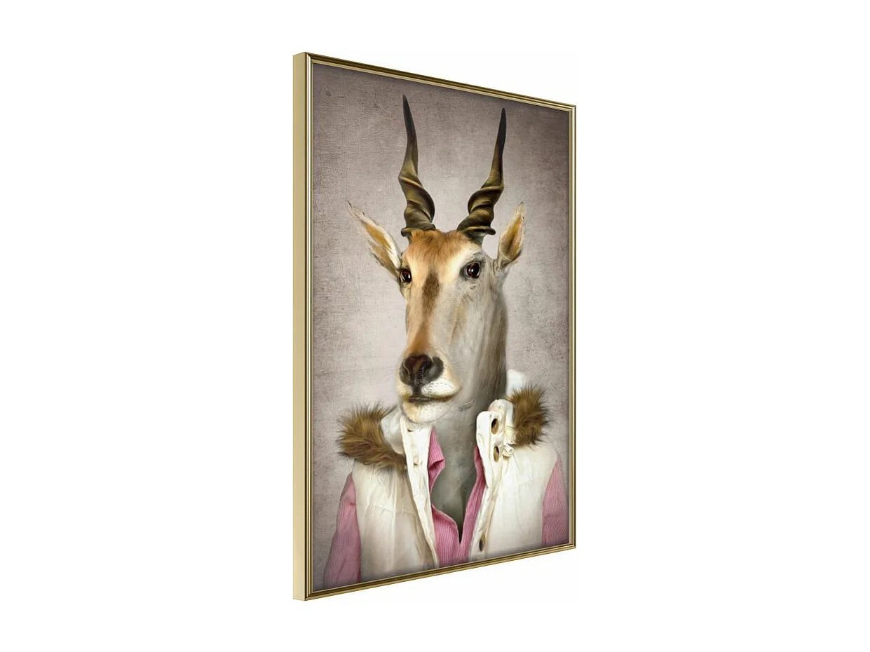 Affiche Murale Encadrée "Animal Alter Ego Antelope" 40 x 60 cm Or