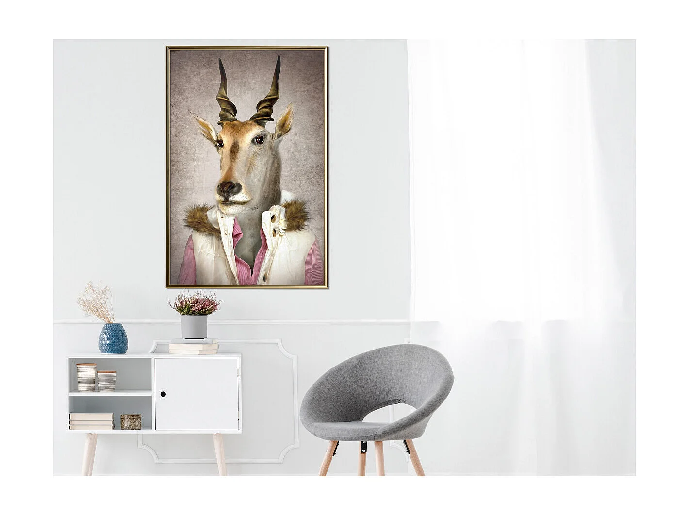 Affiche Murale Encadrée "Animal Alter Ego Antelope" 40 x 60 cm Or