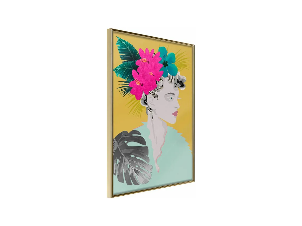 Affiche Murale Encadrée "Crown of Flowers" 21 x 30 cm Or