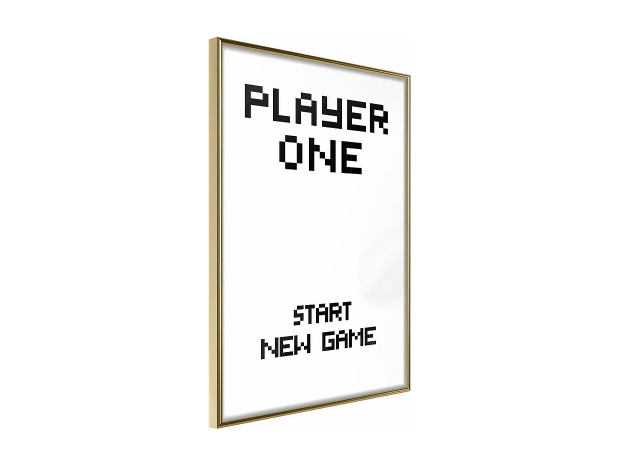 Affiche Murale Encadrée "Player One" 30 x 42 cm Or