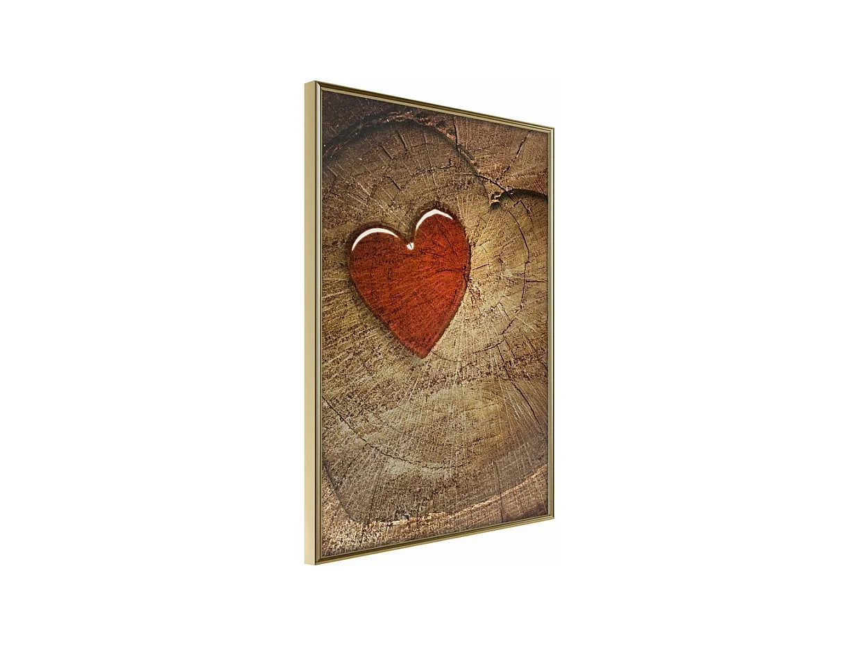 Affiche Murale Encadrée "Carved Heart" 30 x 42 cm Or