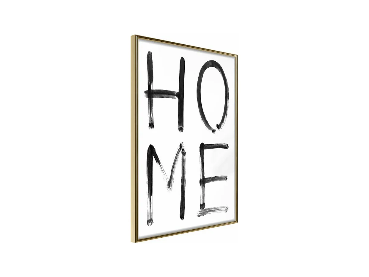 Affiche Murale Encadrée "Simply Home" 21 x 30 cm Or