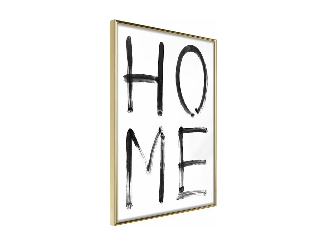 Affiche Murale Encadrée "Simply Home" 21 x 30 cm Or