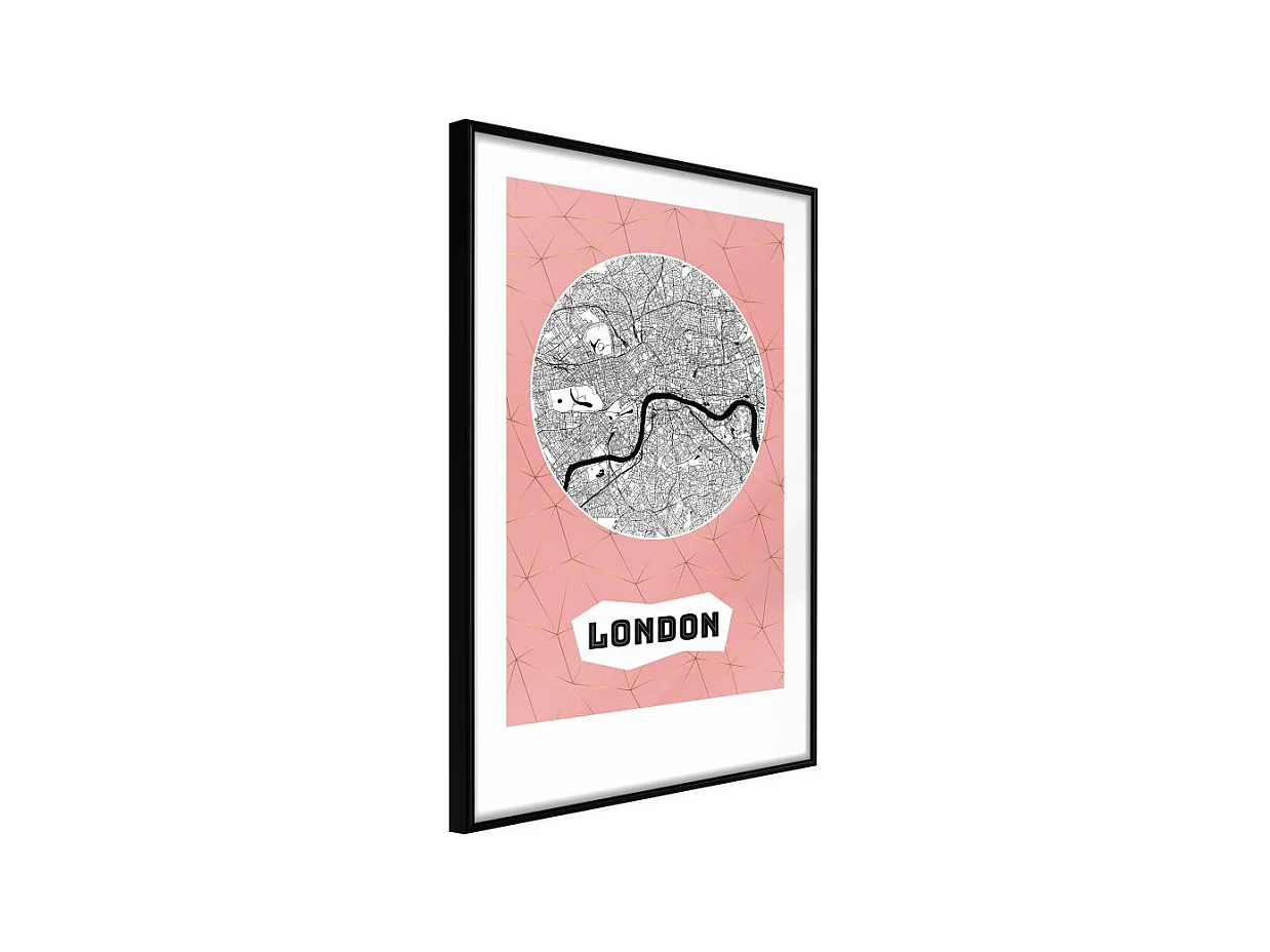 Affiche Murale Encadrée "City map London Pink" 21 x 30 cm Noir