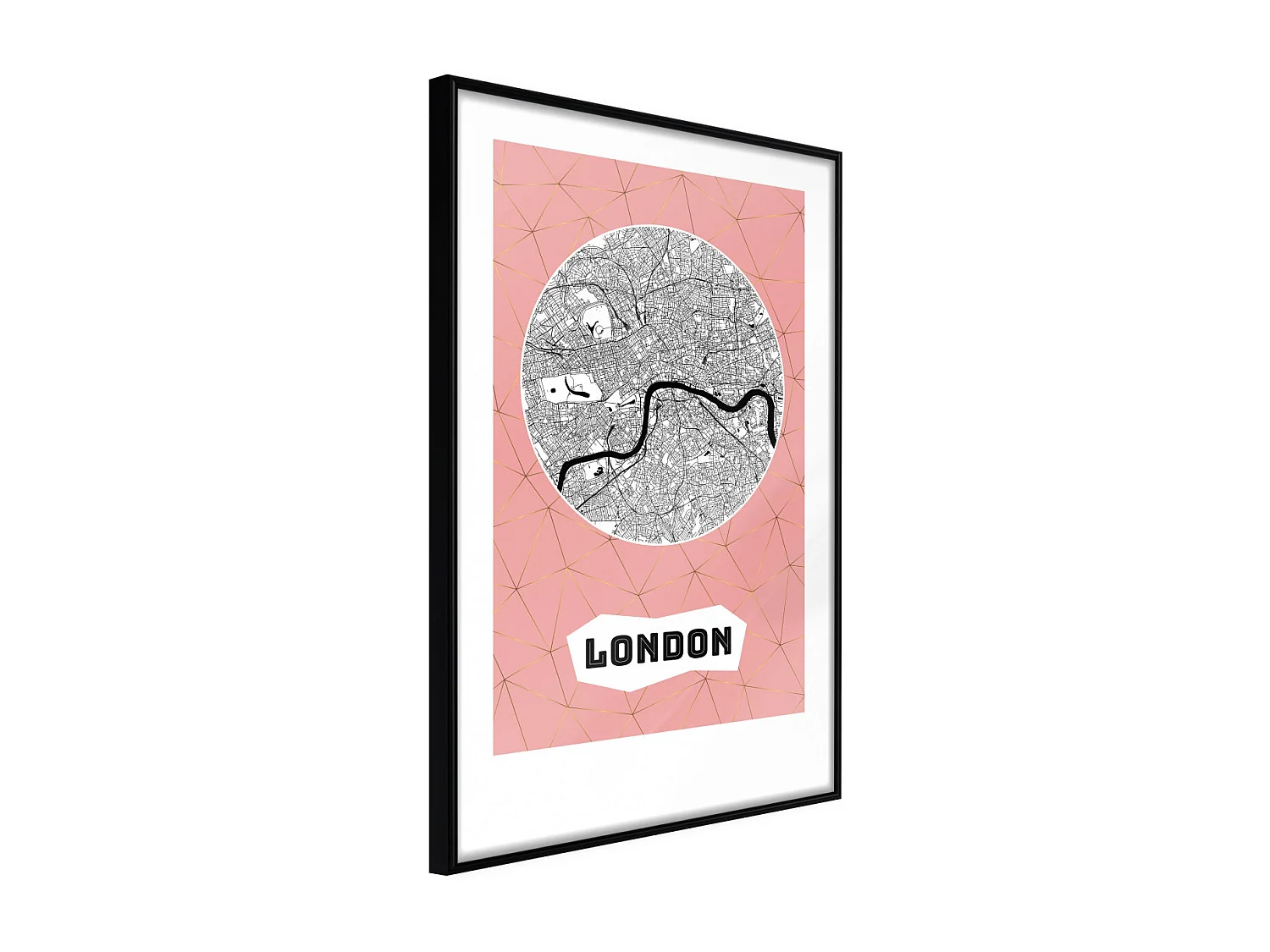 Affiche Murale Encadrée "City map London Pink" 21 x 30 cm Noir