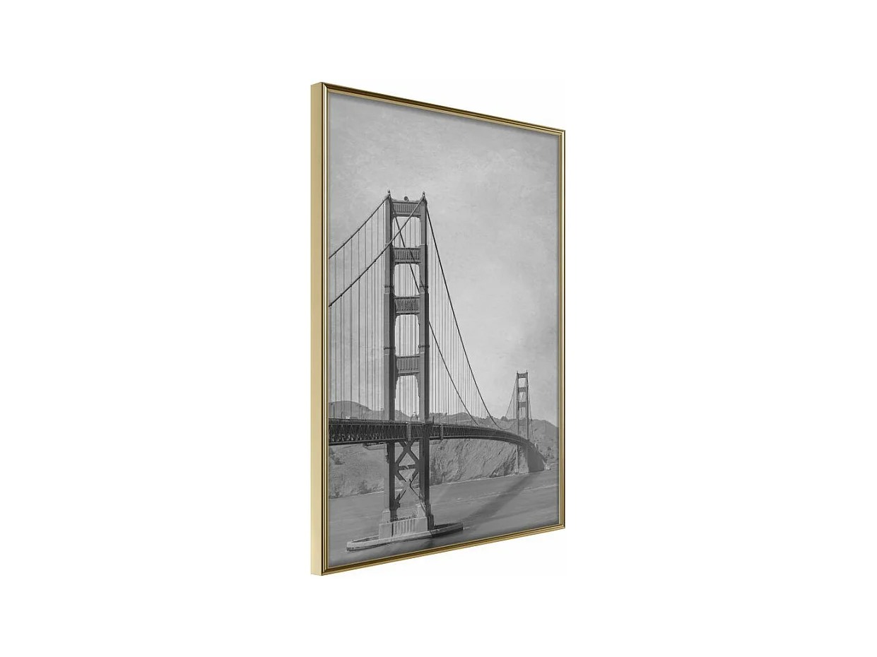 Affiche Murale Encadrée "Bridge in San Francisco II" 21 x 30 cm Or