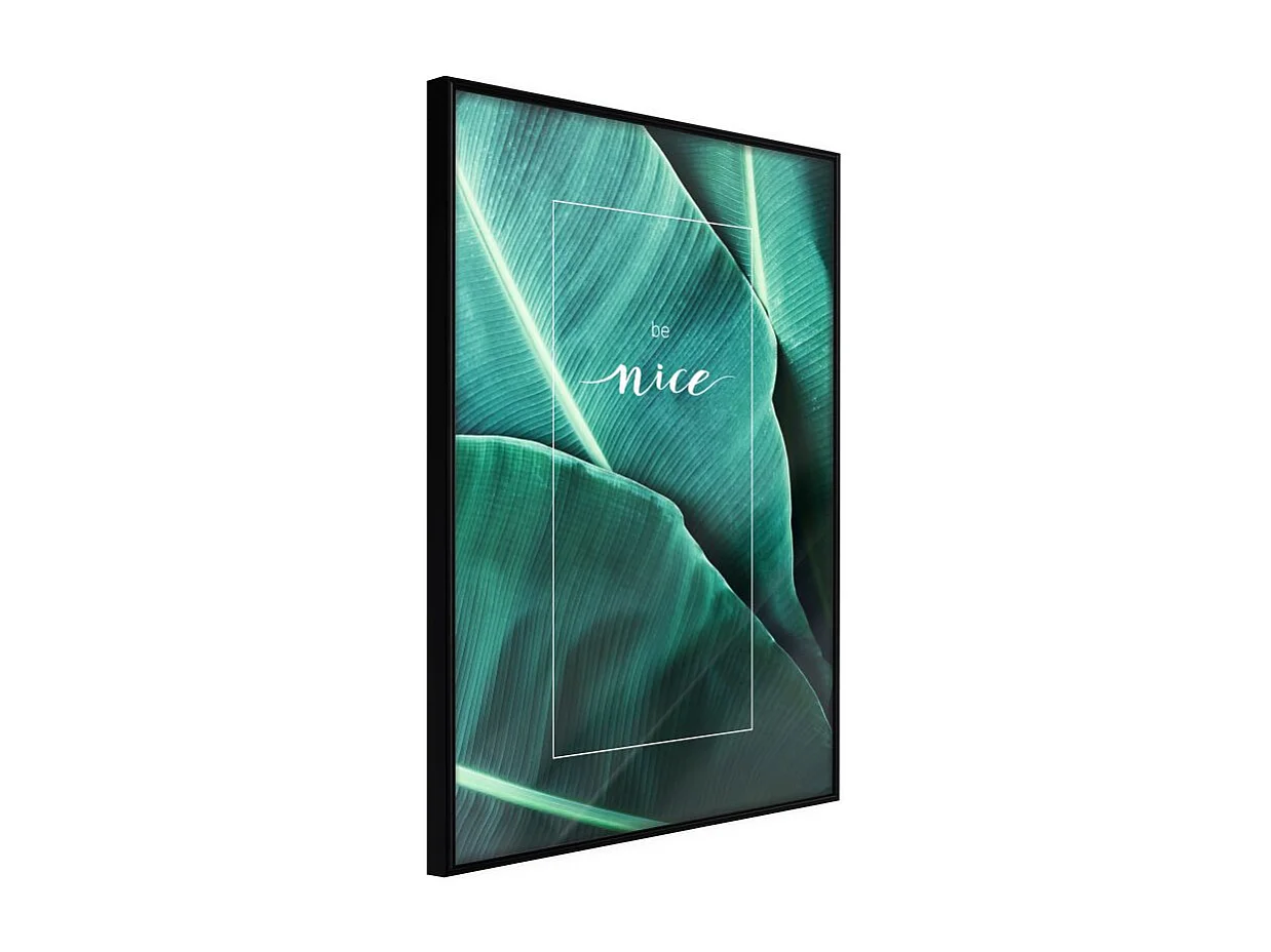 Affiche Murale Encadrée "Banana Leaves with a Message Green" 21 x 30 cm Noir