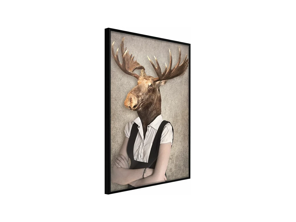 Affiche Murale Encadrée "Animal Alter Ego Moose" 40 x 60 cm Noir