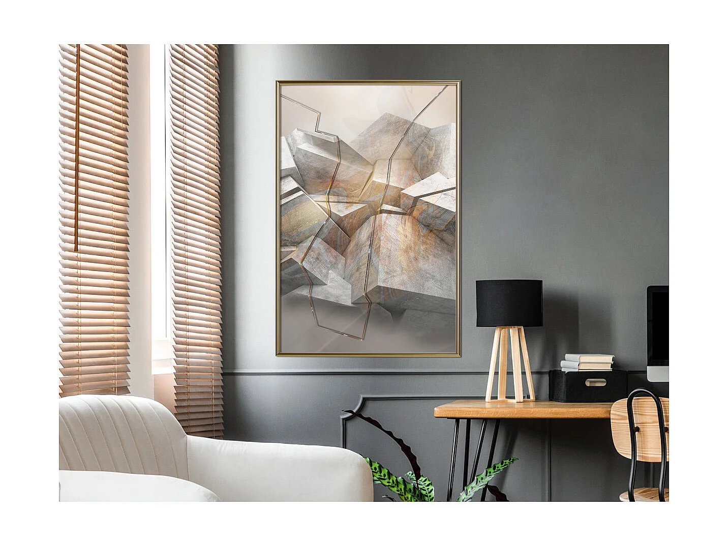 Affiche Murale Encadrée "Earthquake" 40 x 60 cm Or