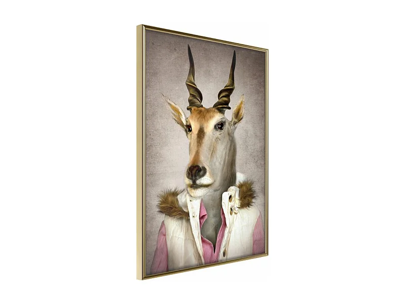 Affiche Murale Encadrée "Animal Alter Ego Antelope" 21 x 30 cm Or