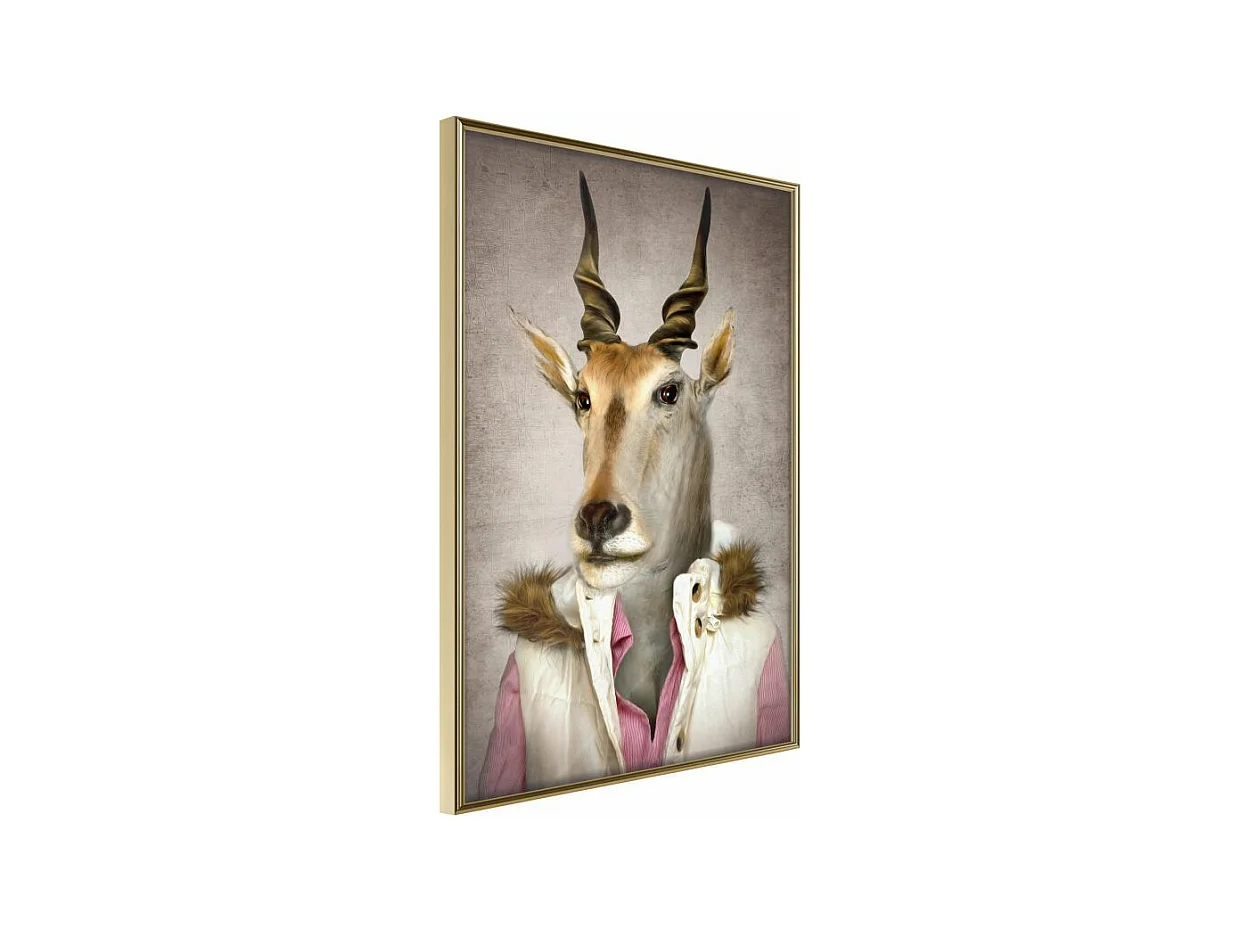 Affiche Murale Encadrée "Animal Alter Ego Antelope" 21 x 30 cm Or