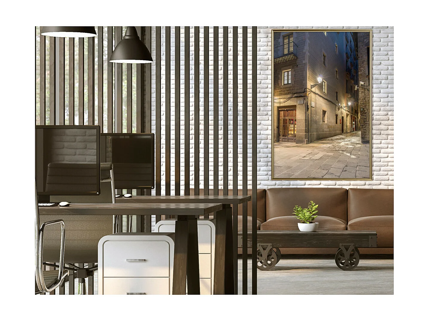 Affiche Murale Encadrée "Meeting at the Corner" 40 x 60 cm Or