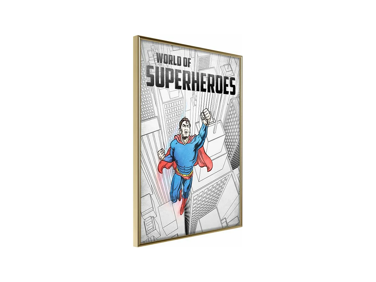 Affiche Murale Encadrée "Superhero" 40 x 60 cm Or