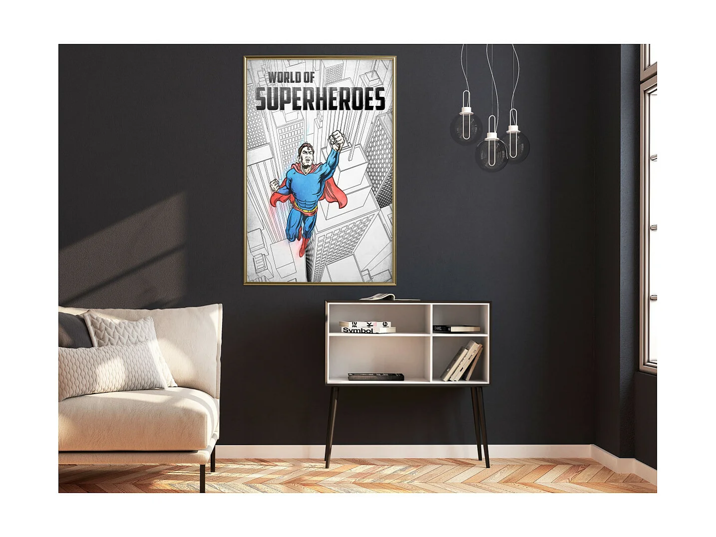 Affiche Murale Encadrée "Superhero" 40 x 60 cm Or