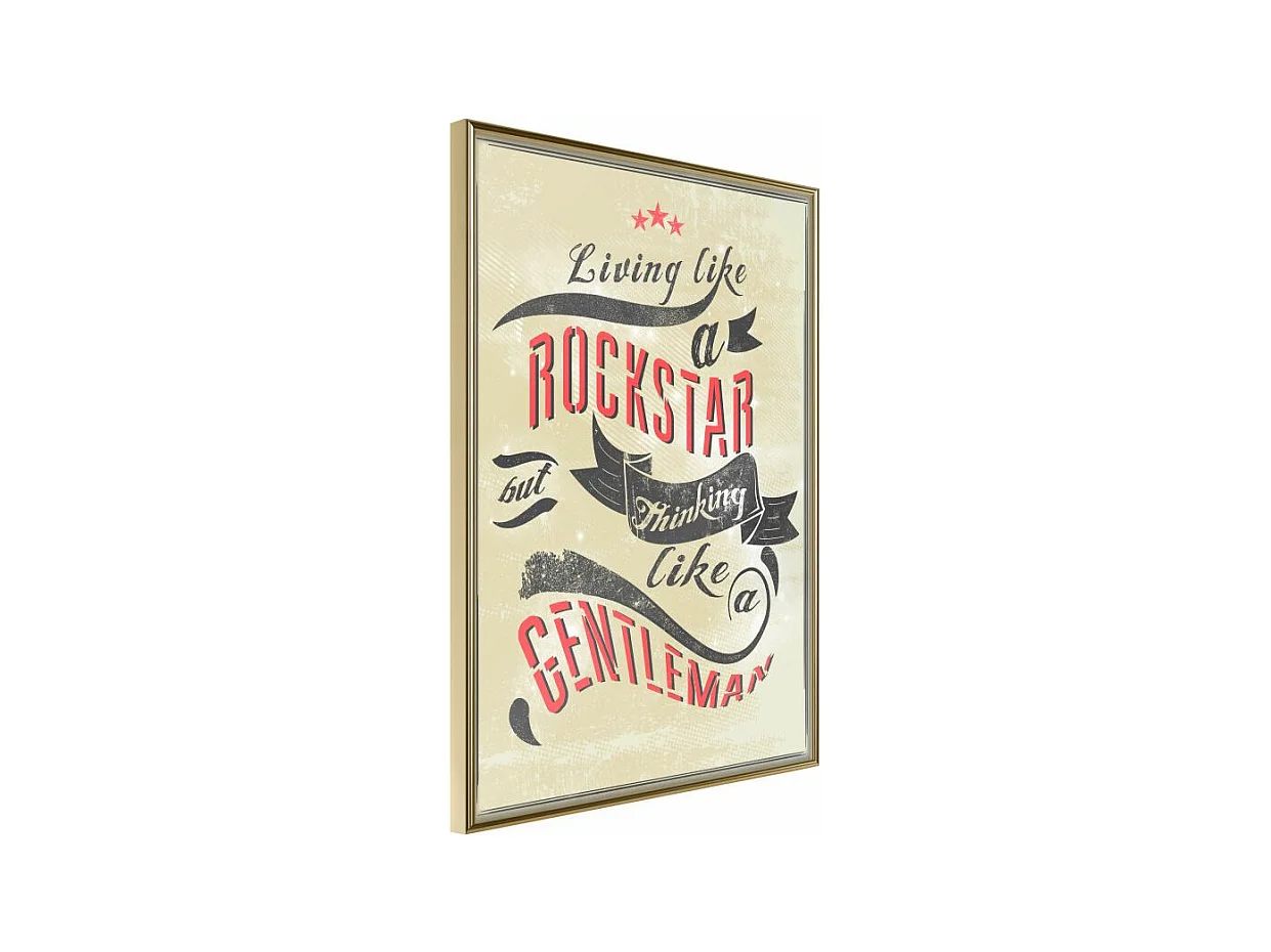 Affiche Murale Encadrée "Living and Thinking" 40 x 60 cm Or